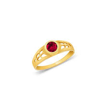 Ioka Jewelry - 14K Yellow Solid Gold January Dark Red Birth Stone Cubic Zirconia CZ Infant Baby Ring