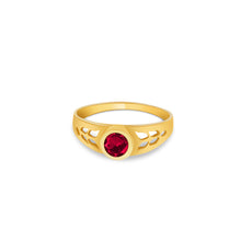Ioka Jewelry - 14K Yellow Solid Gold January Dark Red Birth Stone Cubic Zirconia CZ Infant Baby Ring