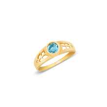 Ioka Jewelry - 14K Yellow Solid Gold March Light Blue Birth Stone Cubic Zirconia CZ Infant Baby Ring