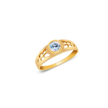 Ioka Jewelry - 14K Yellow Solid Gold April Clear Birth Stone Cubic Zirconia CZ Infant Baby Ring
