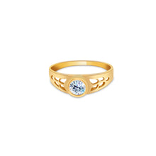 Ioka Jewelry - 14K Yellow Solid Gold April Clear Birth Stone Cubic Zirconia CZ Infant Baby Ring