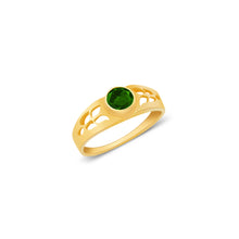 Ioka Jewelry - 14K Yellow Solid Gold May Green Birth Stone Cubic Zirconia CZ Infant Baby Ring