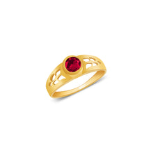 Ioka Jewelry - 14K Yellow Solid Gold July Red Birth Stone Cubic Zirconia CZ Infant Baby Ring