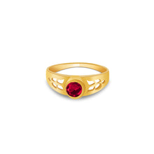 Ioka Jewelry - 14K Yellow Solid Gold July Red Birth Stone Cubic Zirconia CZ Infant Baby Ring