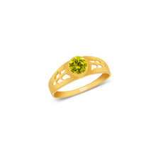 Ioka Jewelry - 14K Yellow Solid Gold August Green Birth Stone Cubic Zirconia CZ Infant Baby Ring