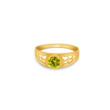 Ioka Jewelry - 14K Yellow Solid Gold August Green Birth Stone Cubic Zirconia CZ Infant Baby Ring