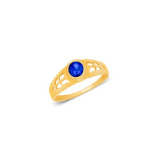 Ioka Jewelry - 14K Yellow Solid Gold September Blue Birth Stone Cubic Zirconia CZ Infant Baby Ring