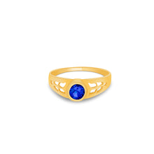 Ioka Jewelry - 14K Yellow Solid Gold September Blue Birth Stone Cubic Zirconia CZ Infant Baby Ring