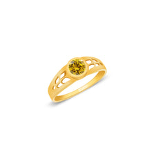 Ioka Jewelry - 14K Yellow Solid Gold November Yellow Birth Stone Cubic Zirconia CZ Infant Baby Ring