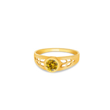 Ioka Jewelry - 14K Yellow Solid Gold November Yellow Birth Stone Cubic Zirconia CZ Infant Baby Ring