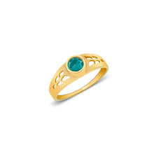 Ioka Jewelry - 14K Yellow Solid Gold December Blue Birth Stone Cubic Zirconia CZ Infant Baby Ring