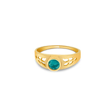 Ioka Jewelry - 14K Yellow Solid Gold December Blue Birth Stone Cubic Zirconia CZ Infant Baby Ring