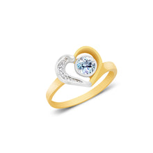 Ioka Jewelry - 14K Yellow Solid Gold Heart Cubic Zirconia CZ Infant Baby Ring