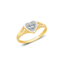 Ioka Jewelry - 14K Yellow Solid Gold Heart Cubic Zirconia CZ Infant Baby Ring