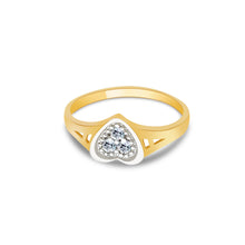Ioka Jewelry - 14K Yellow Solid Gold Heart Cubic Zirconia CZ Infant Baby Ring