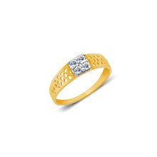 Ioka Jewelry - 14K Yellow Solid Gold Square Cubic Zirconia CZ Infant Baby Ring