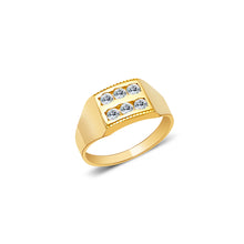Ioka Jewelry - 14K Yellow Solid Gold Dual Row Cubic Zirconia CZ Infant Baby Ring