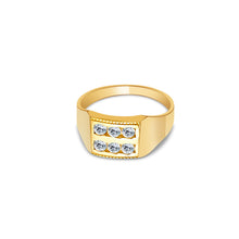 Ioka Jewelry - 14K Yellow Solid Gold Dual Row Cubic Zirconia CZ Infant Baby Ring