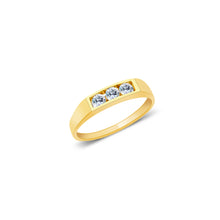 Ioka Jewelry - 14K Yellow Solid Gold 3 Single Row Cubic Zirconia CZ Infant Baby Ring