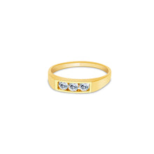 Ioka Jewelry - 14K Yellow Solid Gold 3 Single Row Cubic Zirconia CZ Infant Baby Ring