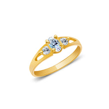 Ioka Jewelry - 14K Yellow Solid Gold Cubic Zirconia CZ Infant Baby Ring