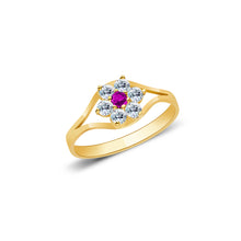 Ioka Jewelry - 14K Yellow Solid Gold Cubic Zirconia CZ Infant Baby Ring