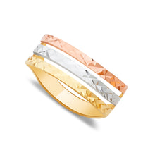 Ioka Jewelry - 14K Tri Color Solid Gold 7MM Semanario Ring