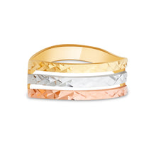 Ioka Jewelry - 14K Tri Color Solid Gold 7MM Semanario Ring