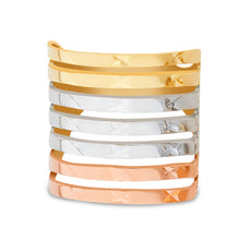 Ioka Jewelry - 14K Tri Color Solid Gold 20MM Semanario Ring