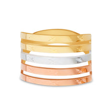 Ioka Jewelry - 14K Tri Color Solid Gold 15MM Semanario Ring