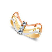 Ioka Jewelry - 14K Tri Color Solid Gold Semanario 8MM Cubic Zirconia CZ Ring