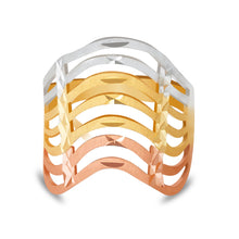 Ioka Jewelry - 14K Tri Color Solid Gold 18MM Semanario Ring