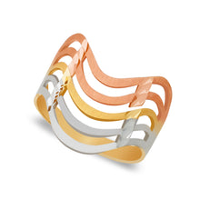 Ioka Jewelry - 14K Tri Color Solid Gold 15MM Semanario Ring