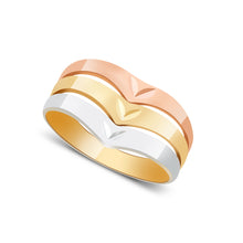 Ioka Jewelry - 14K Tri Color Solid Gold Triple Semanario Ring