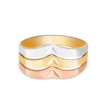 Ioka Jewelry - 14K Tri Color Solid Gold Triple Semanario Ring