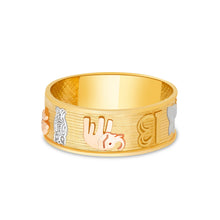 Ioka Jewelry - 14K Tri Color Solid Gold Lucky Signs Ring