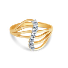 Ioka Jewelry - 14K Yellow Solid Gold Semanario 7 Cubic Zirconia CZ Ring
