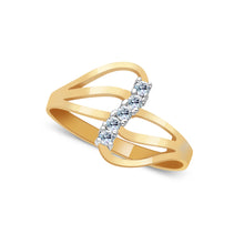 Ioka Jewelry - 14K Yellow Solid Gold Semanario 5 Cubic Zirconia CZ Ring