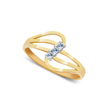 Ioka Jewelry - 14K Yellow Solid Gold Semanario 3 Cubic Zirconia CZ Ring
