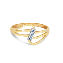 Ioka Jewelry - 14K Yellow Solid Gold Semanario 3 Cubic Zirconia CZ Ring
