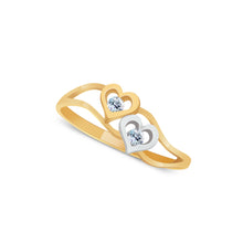 Ioka Jewelry - 14K Yellow Solid Gold Semanario Double Cubic Zirconia CZ Ring