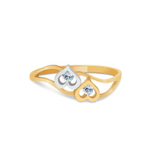 Ioka Jewelry - 14K Yellow Solid Gold Semanario Double Cubic Zirconia CZ Ring