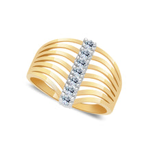 Ioka Jewelry - 14K Yellow Solid Gold Semanario 7 Cubic Zirconia CZ Ring