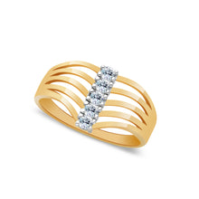 Ioka Jewelry - 14K Yellow Solid Gold Semanario 5 Cubic Zirconia CZ Ring