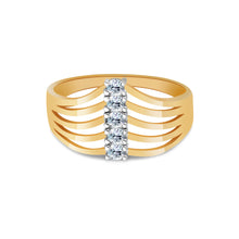 Ioka Jewelry - 14K Yellow Solid Gold Semanario 5 Cubic Zirconia CZ Ring