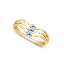 Ioka Jewelry - 14K Yellow Solid Gold Semanario Tri Cubic Zirconia CZ Ring