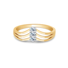 Ioka Jewelry - 14K Yellow Solid Gold Semanario Tri Cubic Zirconia CZ Ring