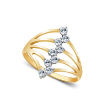 Ioka Jewelry - 14K Yellow Solid Gold Semanario 9 Cubic Zirconia CZ Ring