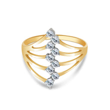 Ioka Jewelry - 14K Yellow Solid Gold Semanario 9 Cubic Zirconia CZ Ring