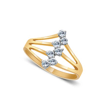 Ioka Jewelry - 14K Yellow Solid Gold Semanario 7 Cubic Zirconia CZ Ring